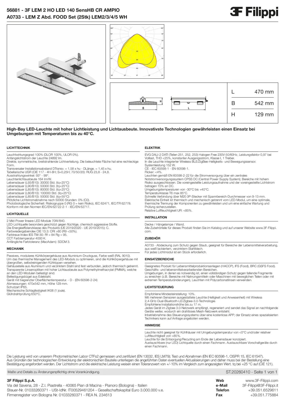 56881+A0733 - 3F LEM 2 HO LED 140 SensHB CR AMPIO + FOOD - Datasheet - de