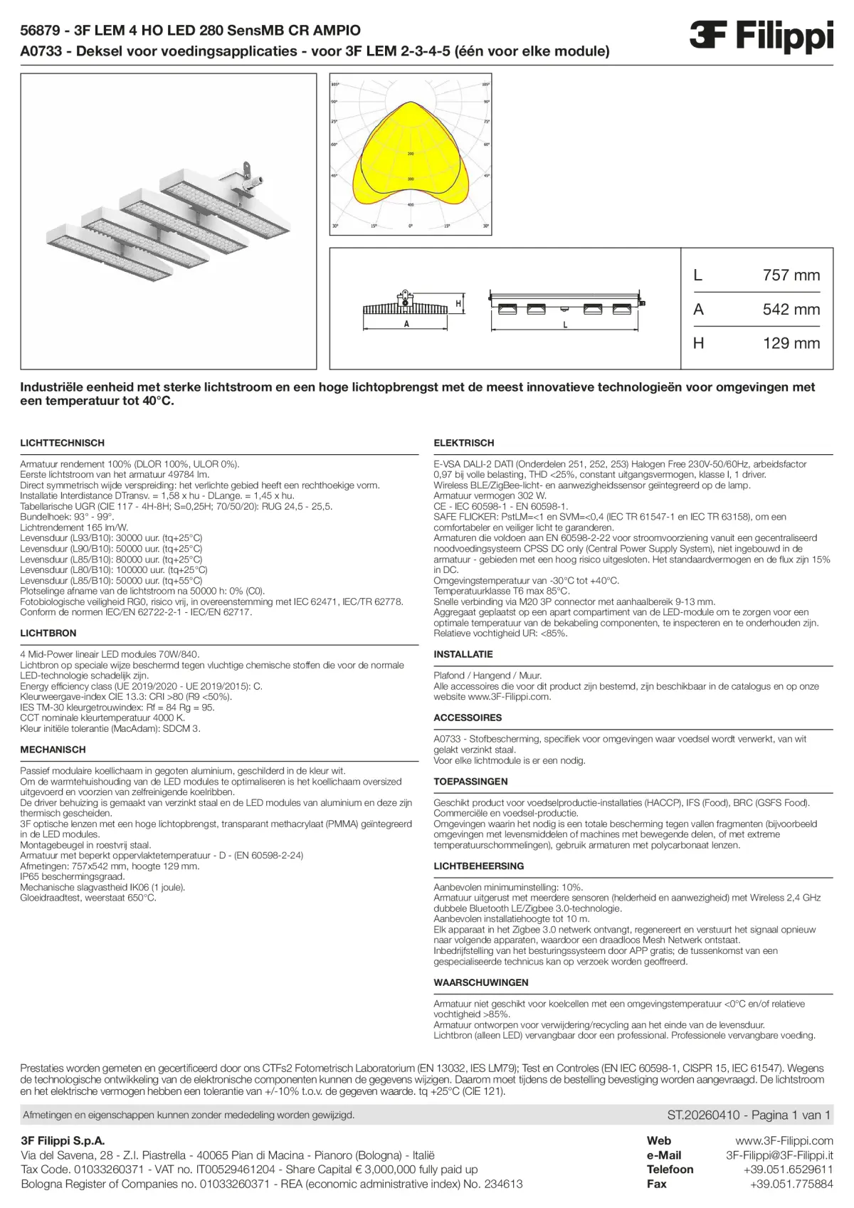 56879+A0733 - 3F LEM 4 HO LED 280 SensMB CR AMPIO + FOOD - Datasheet - nl