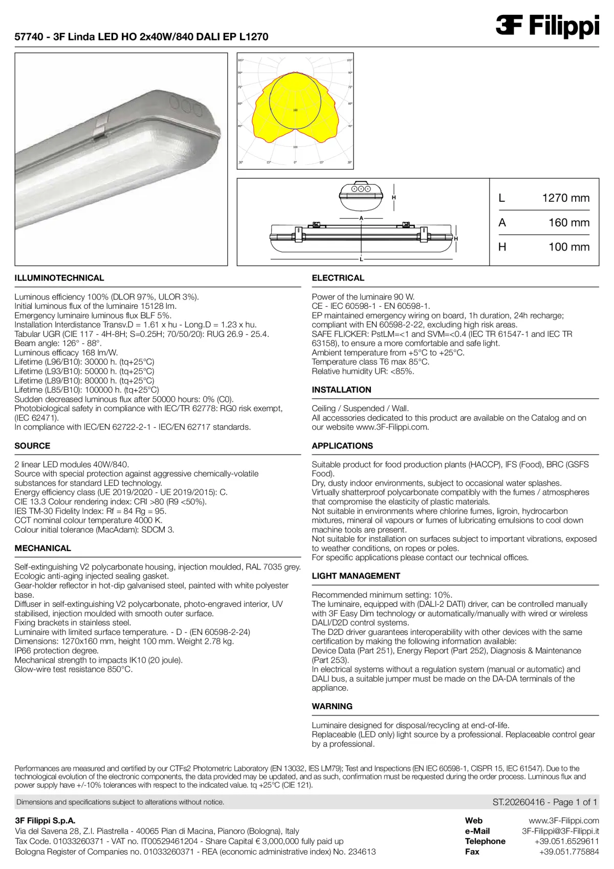 57740 - 3F Linda LED HO 2x40W-840 DALI EP L1270 - Datasheet - en