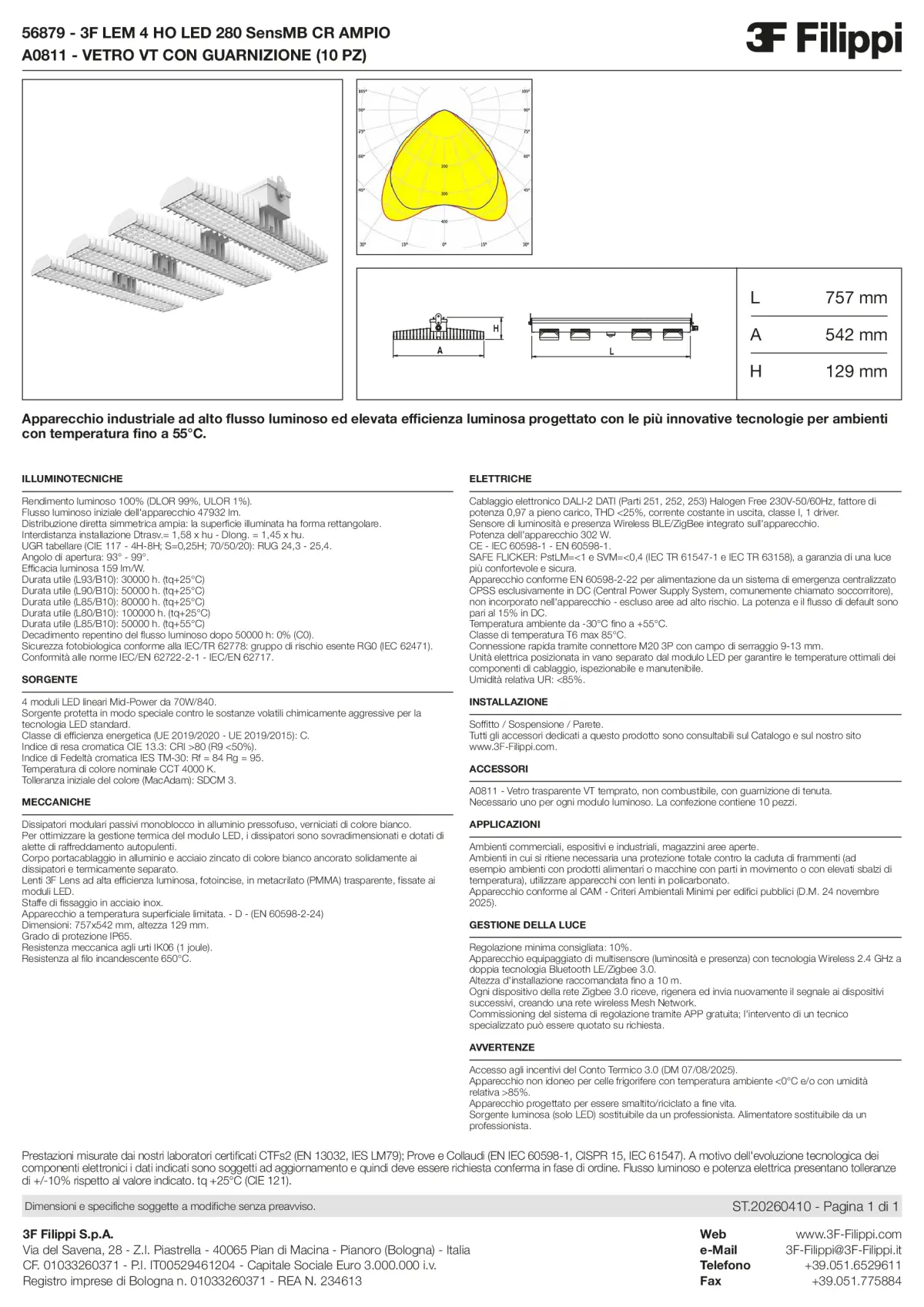 56879+A0811 - 3F LEM 4 HO LED 280 SensMB CR AMPIO + VT - Datasheet - it