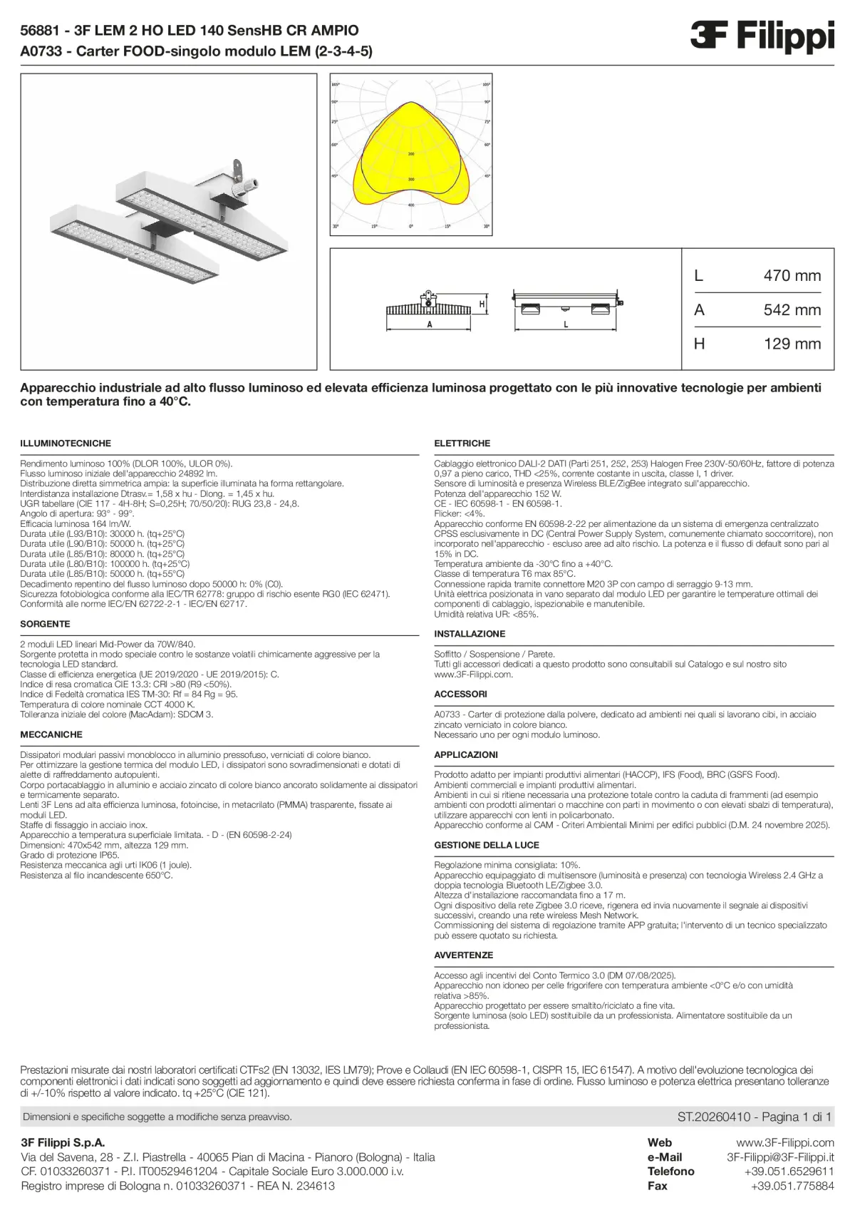 56881+A0733 - 3F LEM 2 HO LED 140 SensHB CR AMPIO + FOOD - Datasheet - it