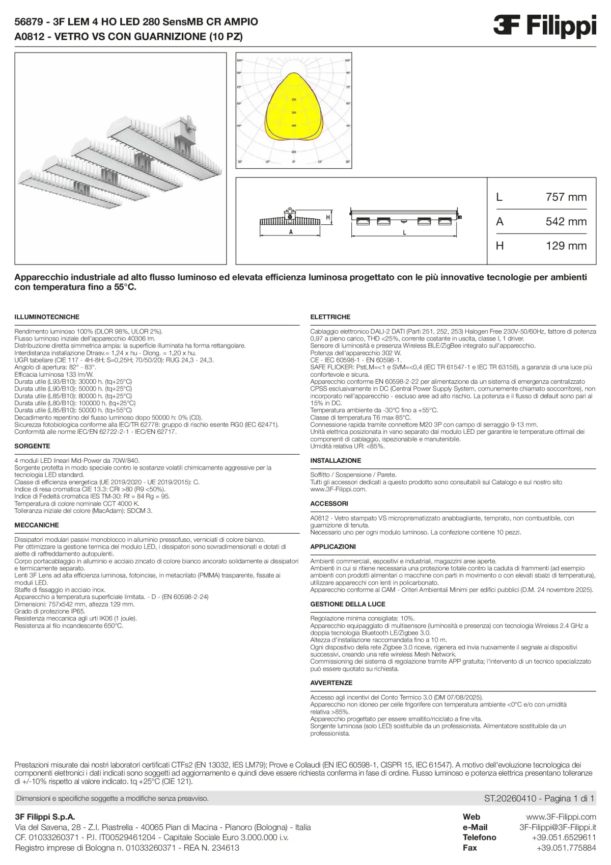 56879+A0812 - 3F LEM 4 HO LED 280 SensMB CR AMPIO + VS - Datasheet - it