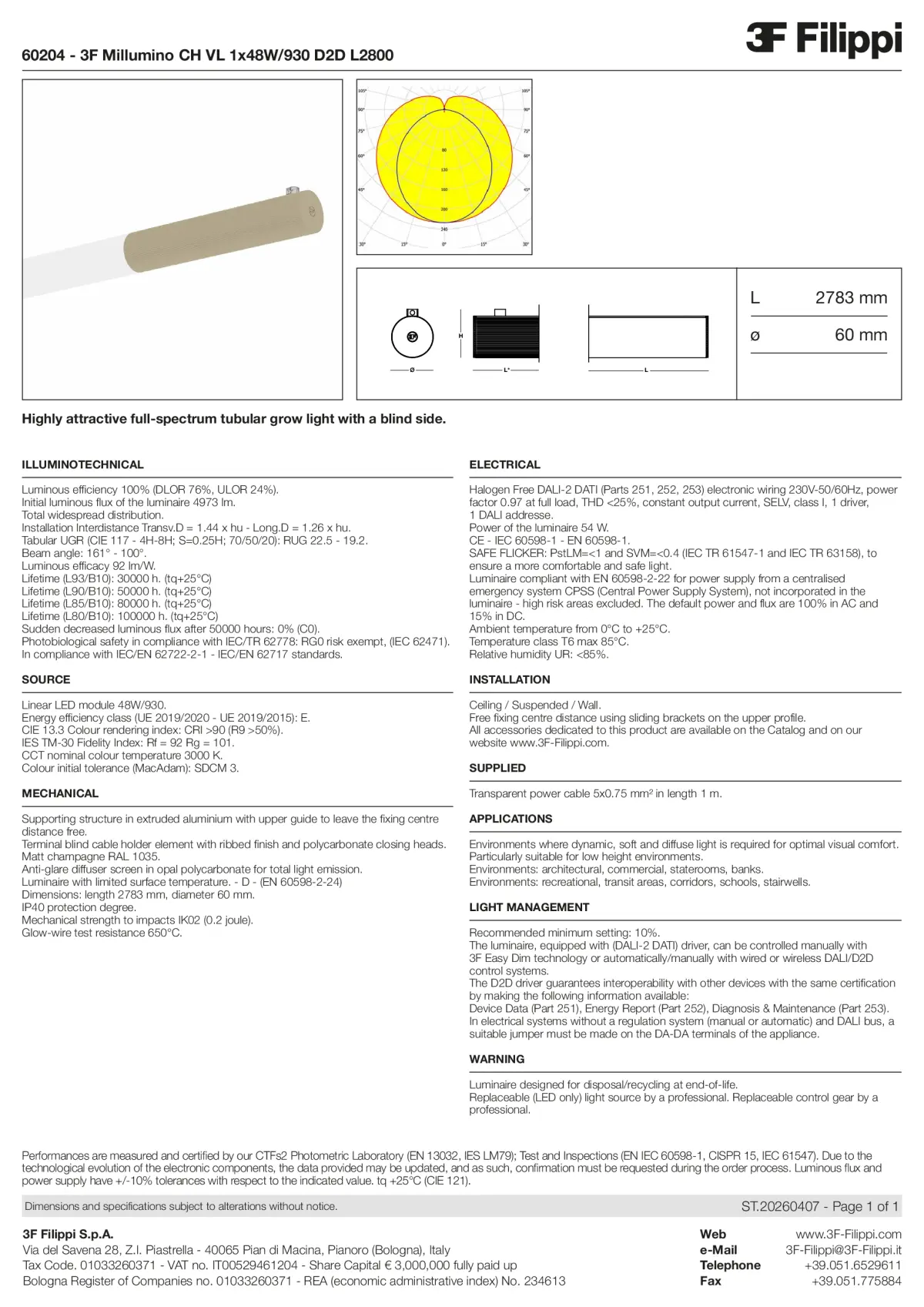 60204 - 3F Millumino CH VL 1x48W-930 D2D L2800 - Datasheet - en