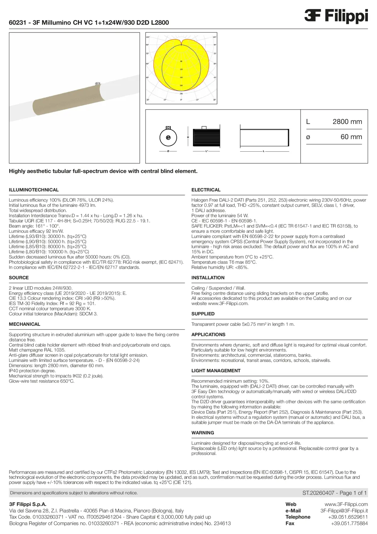60231 - 3F Millumino CH VC 1+1x24W-930 D2D L2800 - Datasheet - en