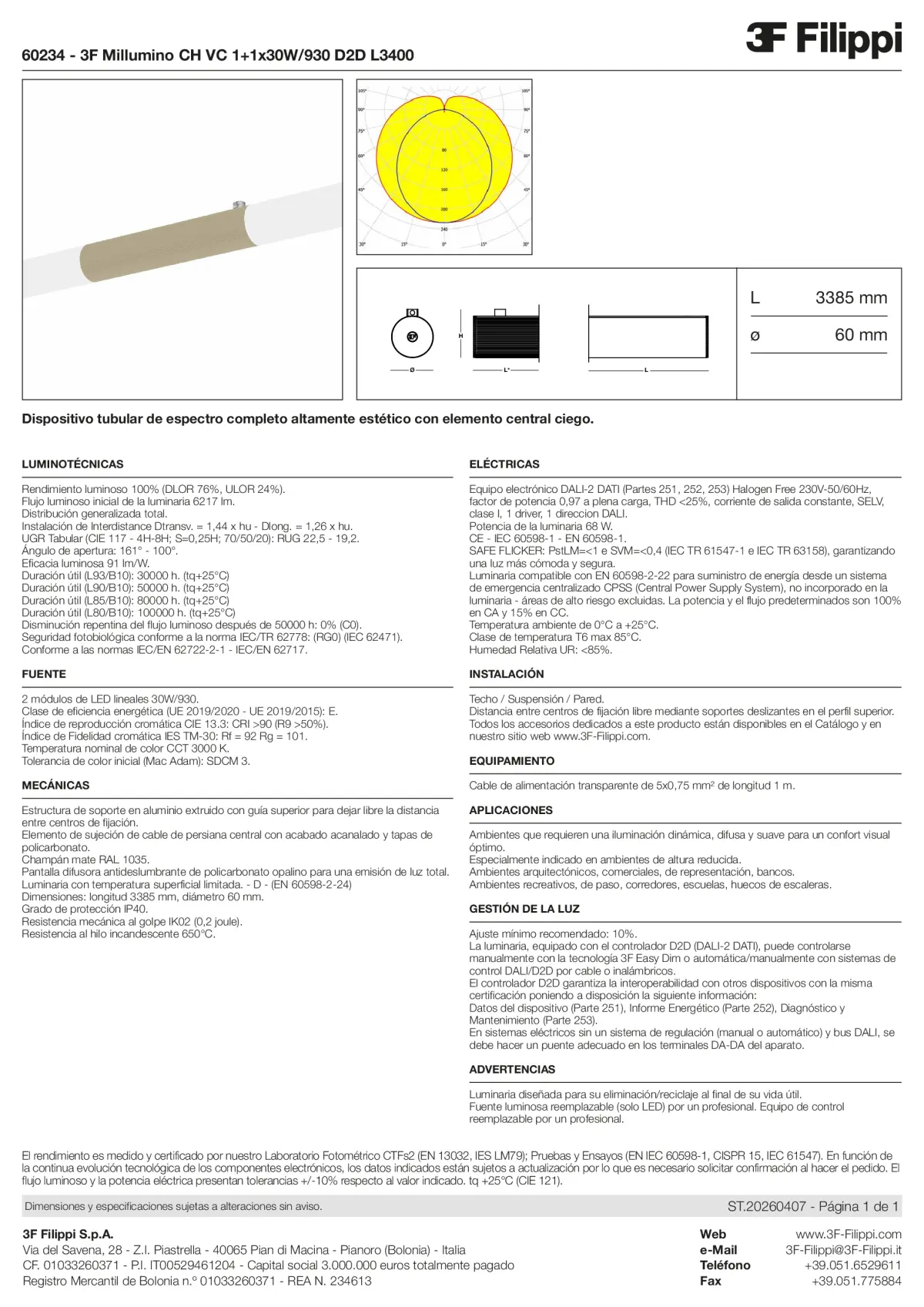 60234 - 3F Millumino CH VC 1+1x30W-930 D2D L3400 - Datasheet - es