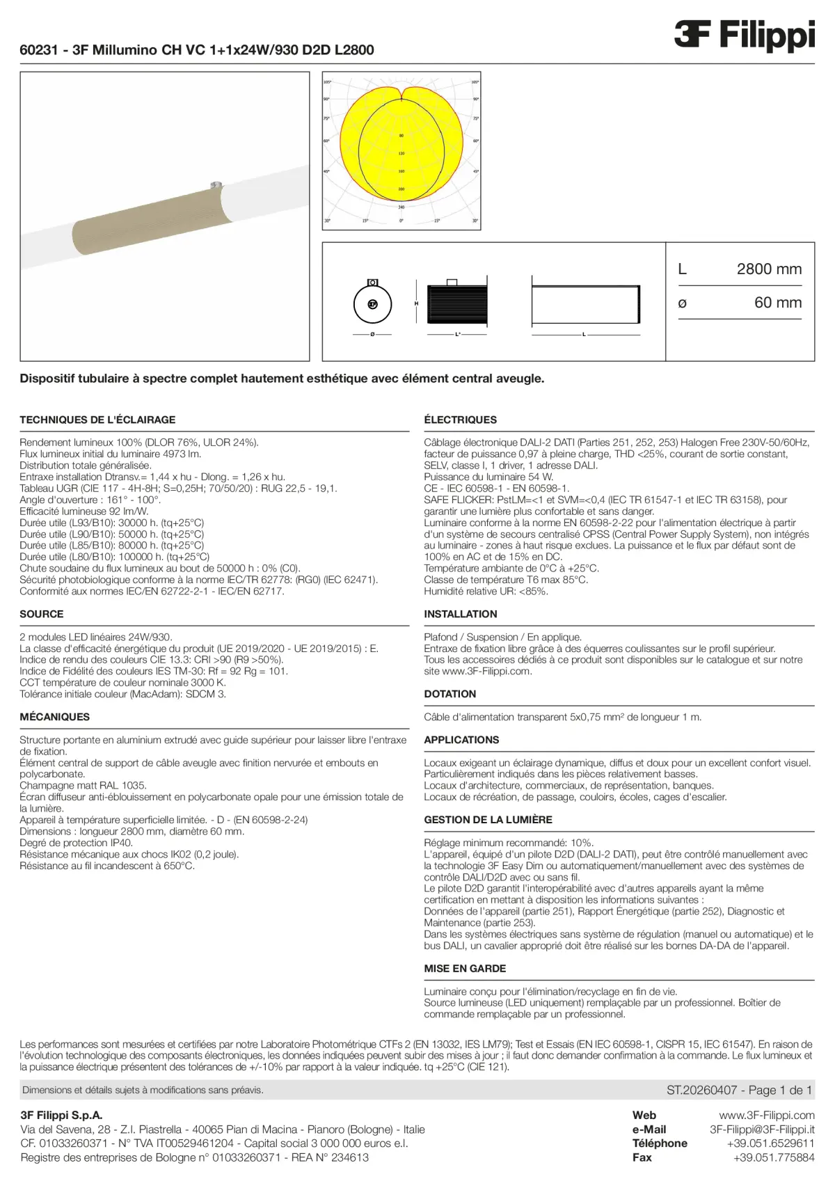 60231 - 3F Millumino CH VC 1+1x24W-930 D2D L2800 - Datasheet - fr