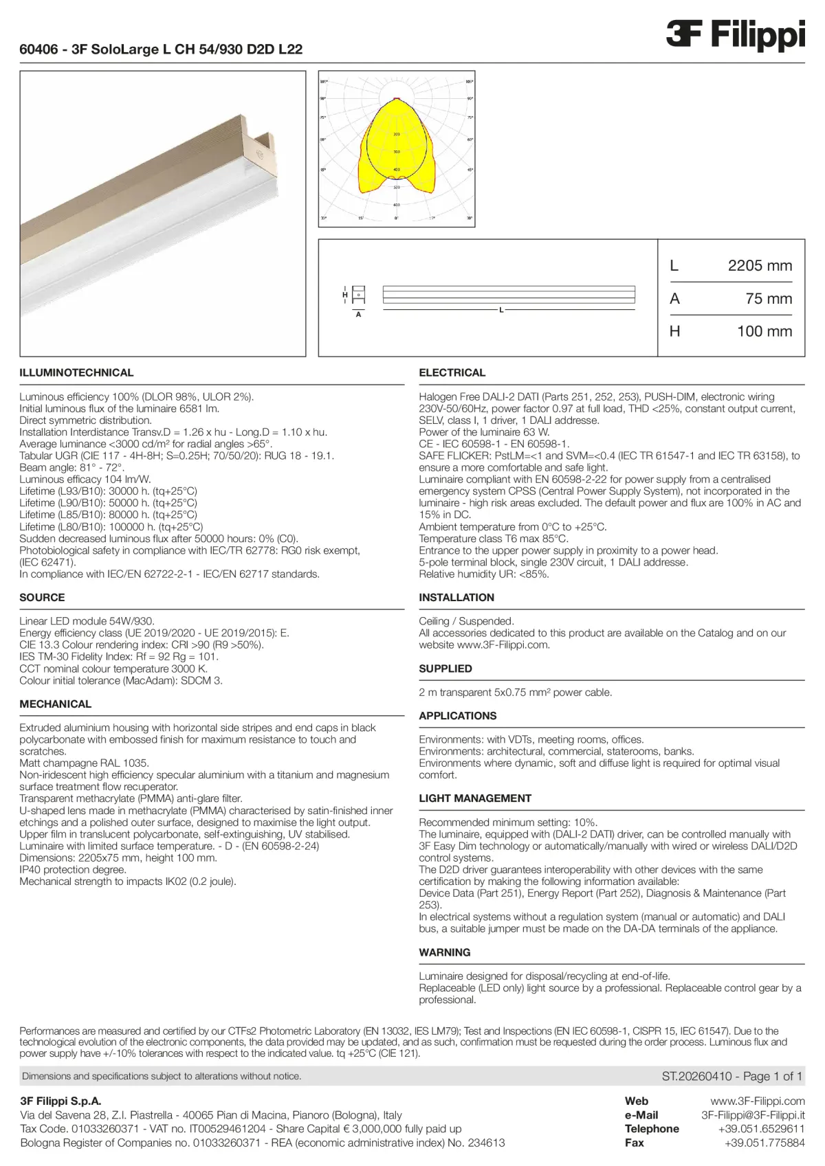 60406 - 3F SoloLarge L CH 54-930 D2D L22 - Datasheet - en