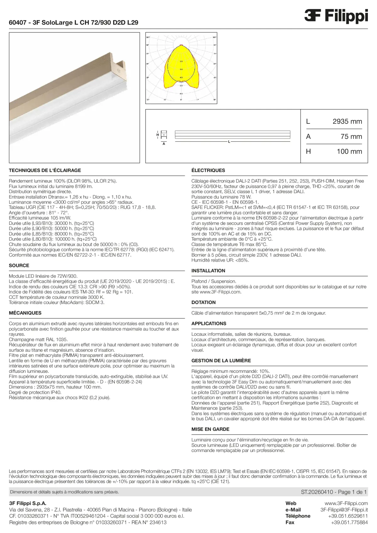 60407 - 3F SoloLarge L CH 72-930 D2D L29 - Datasheet - fr