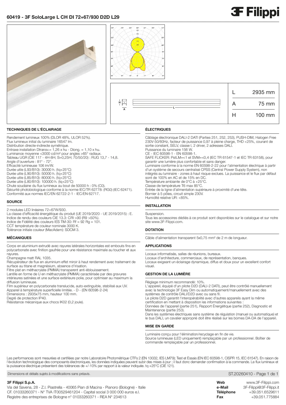 60419 - 3F SoloLarge L CH DI 72+67-930 D2D L29 - Datasheet - fr