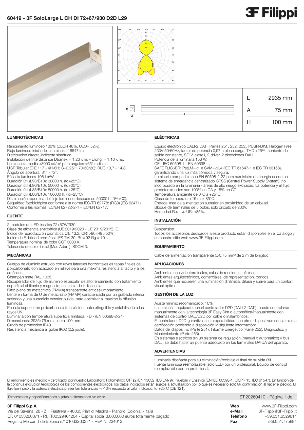 60419 - 3F SoloLarge L CH DI 72+67-930 D2D L29 - Datasheet - es