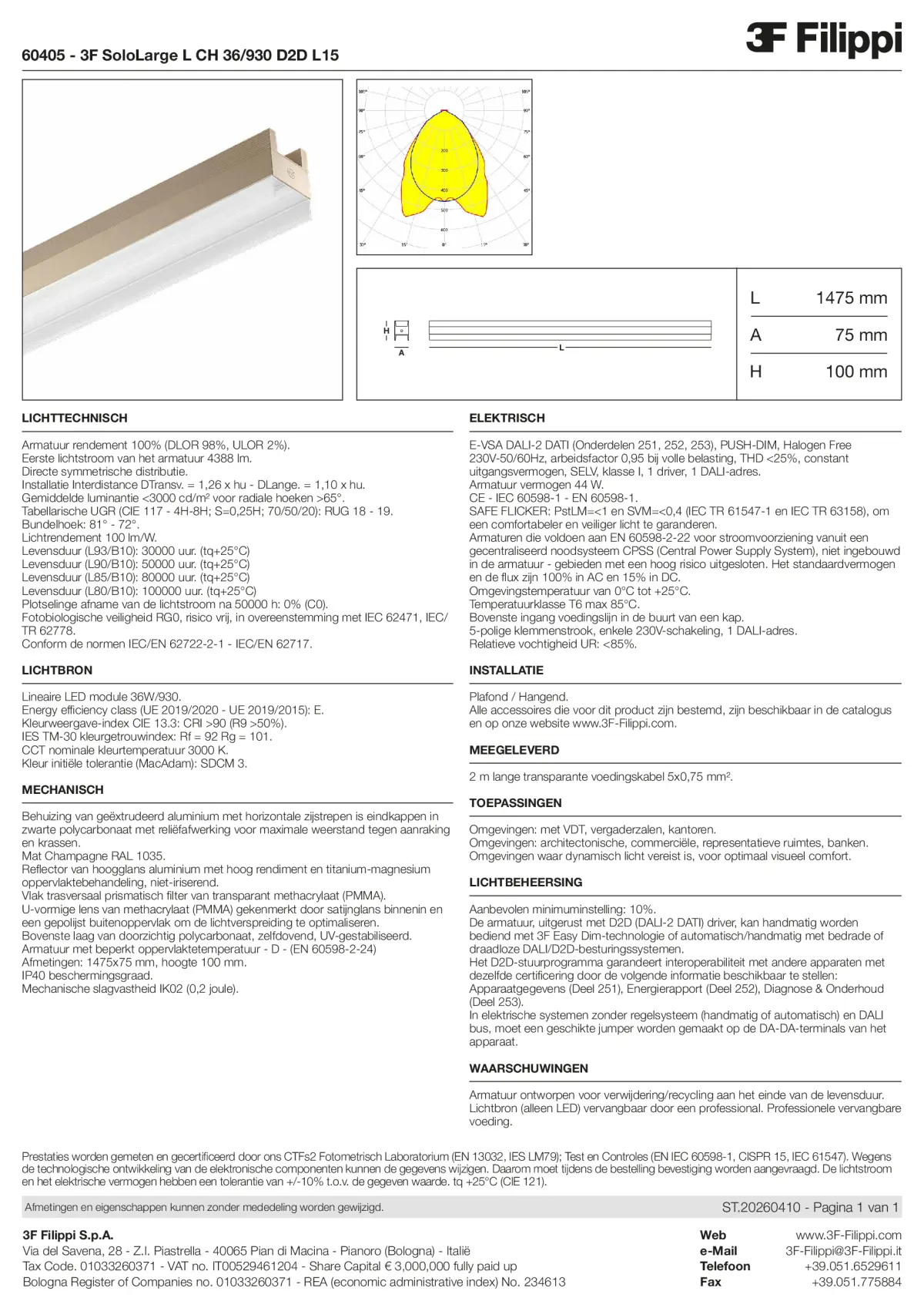 60405 - 3F SoloLarge L CH 36-930 D2D L15 - Datasheet - nl