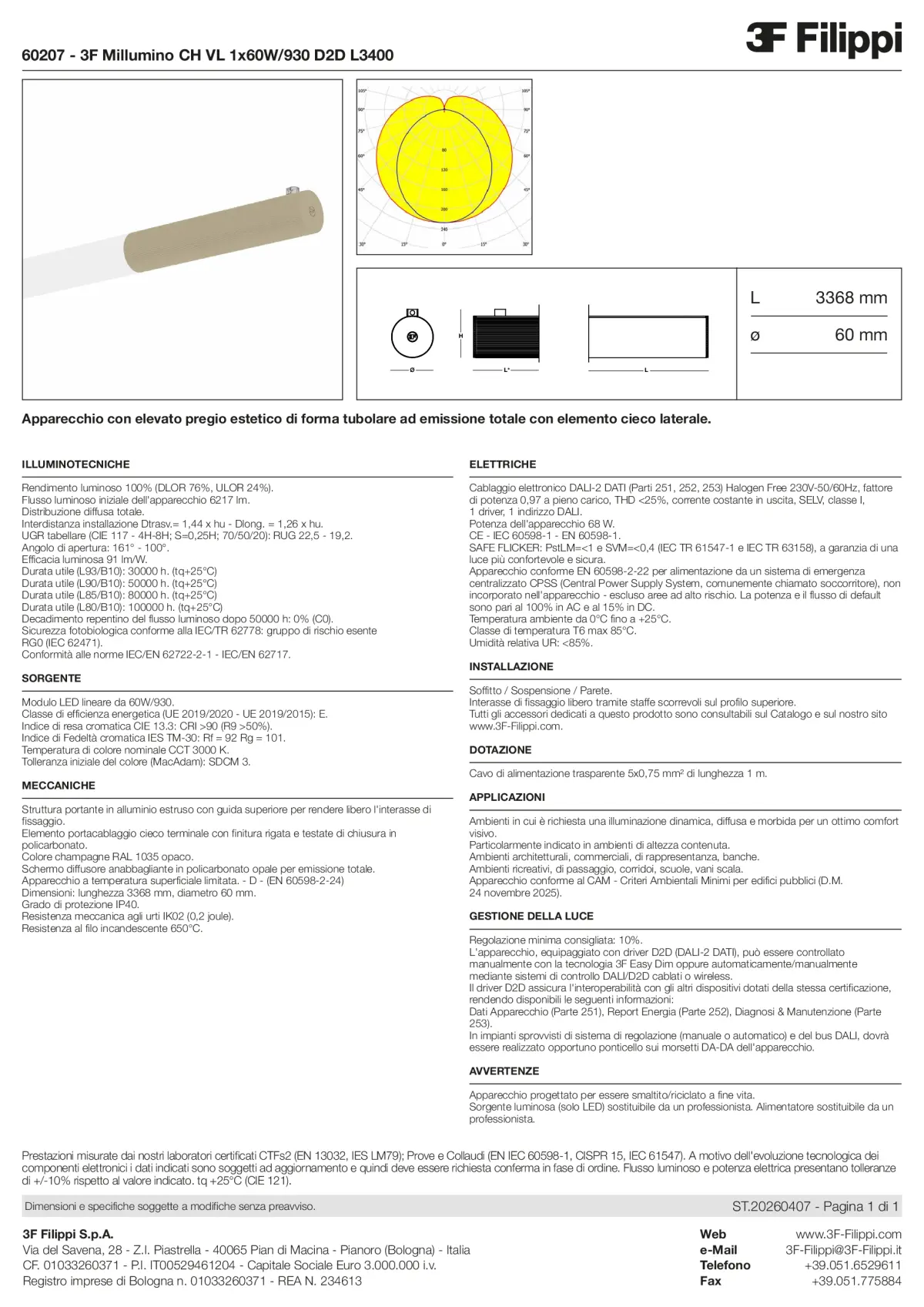 60207 - 3F Millumino CH VL 1x60W-930 D2D L3400 - Datasheet - it