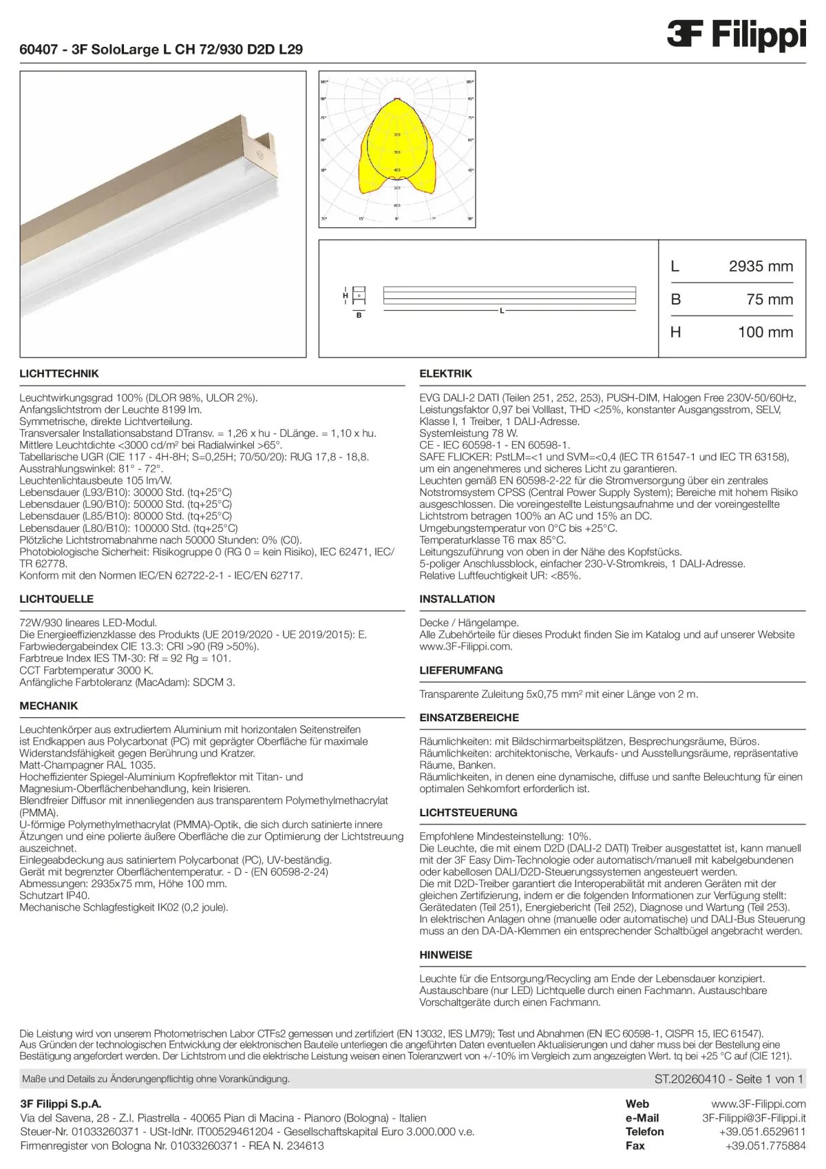 60407 - 3F SoloLarge L CH 72-930 D2D L29 - Datasheet - de