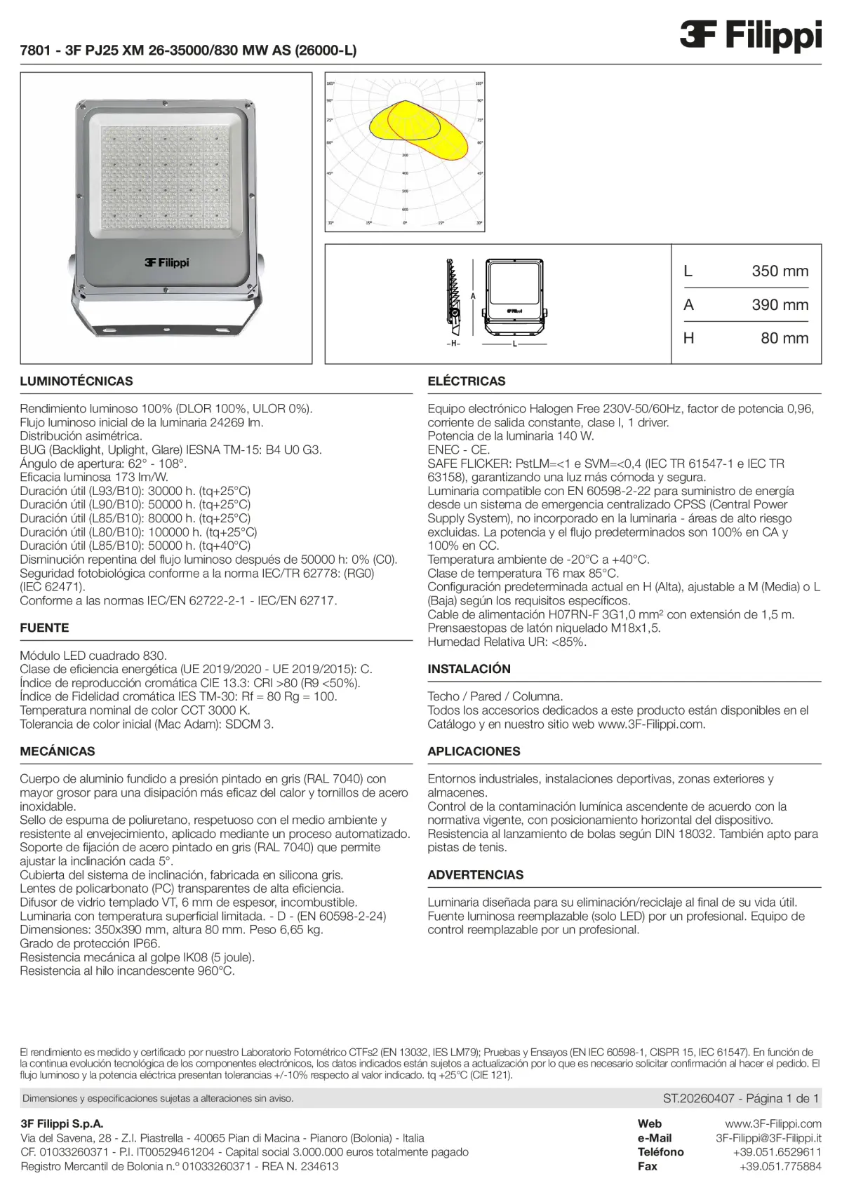 7801 - 3F PJ25 XM 26-35000-830 MW AS (26000-L) - Datasheet - es