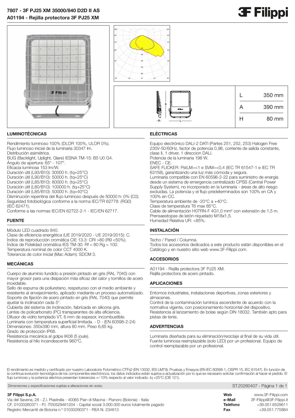 7807+A01194 - 3F PJ25 XM 35000-840 D2D II AS + GRM - Datasheet - es
