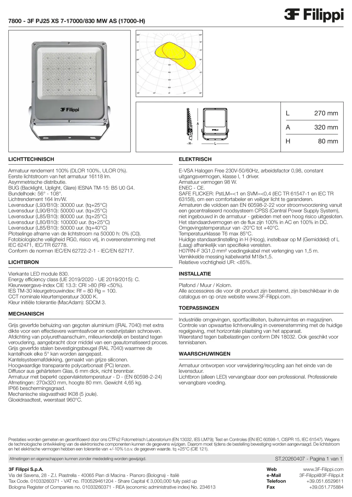 7800 - 3F PJ25 XS 7-17000-830 MW AS (17000-H) - Datasheet - nl