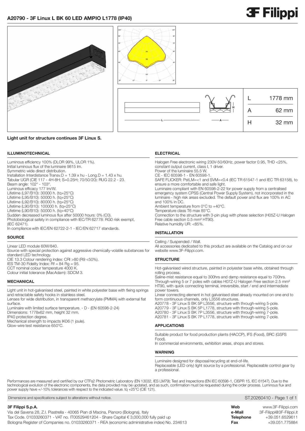 A20790 - 3F Linux L BK 60 LED AMPIO L1778 (IP40) - Datasheet - en