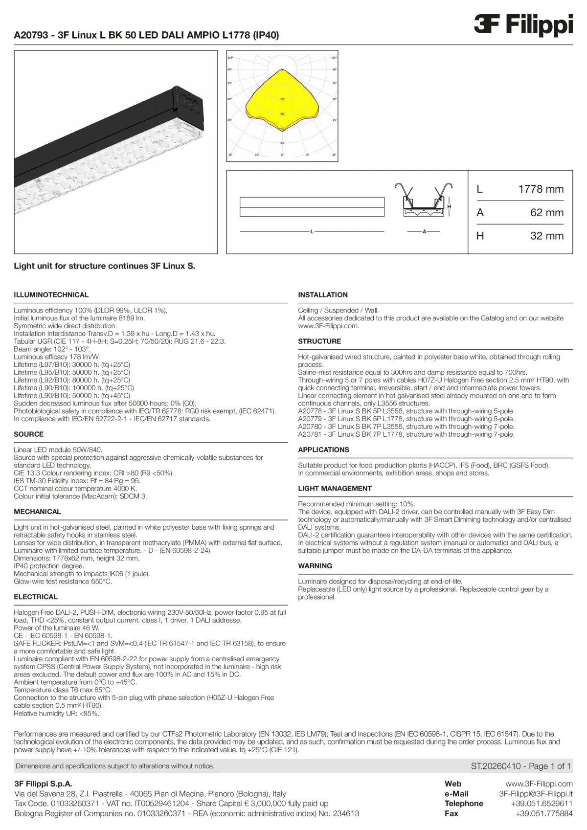 A20793 - 3F Linux L BK 50 LED DALI AMPIO L1778 (IP40) - Datasheet - en