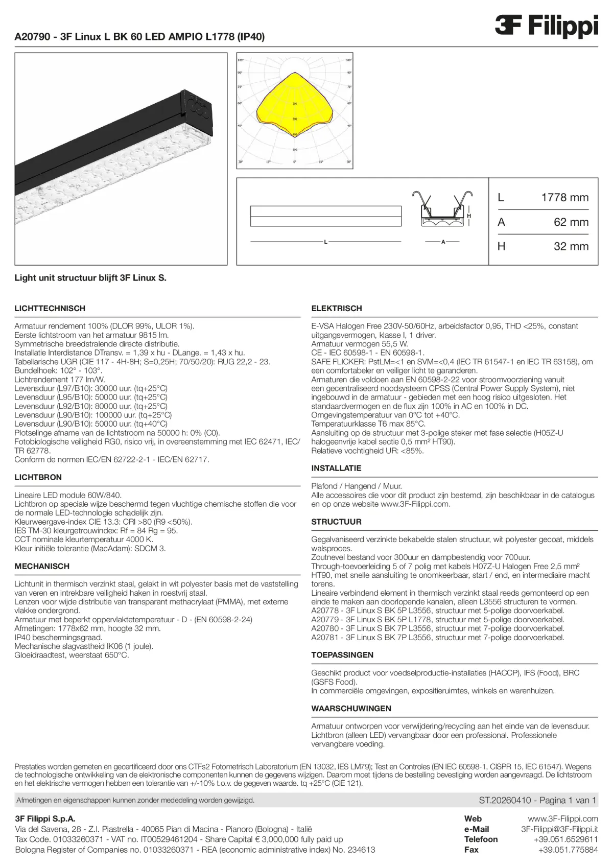 A20790 - 3F Linux L BK 60 LED AMPIO L1778 (IP40) - Datasheet - nl