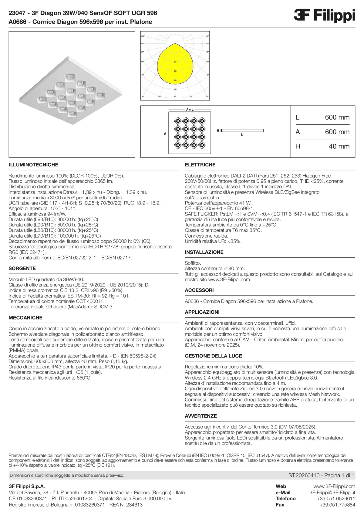 23047+A0686 - 3F Diagon 39W-940 SensOF SOFT UGR 596 + Corn.plaf. - Datasheet - it