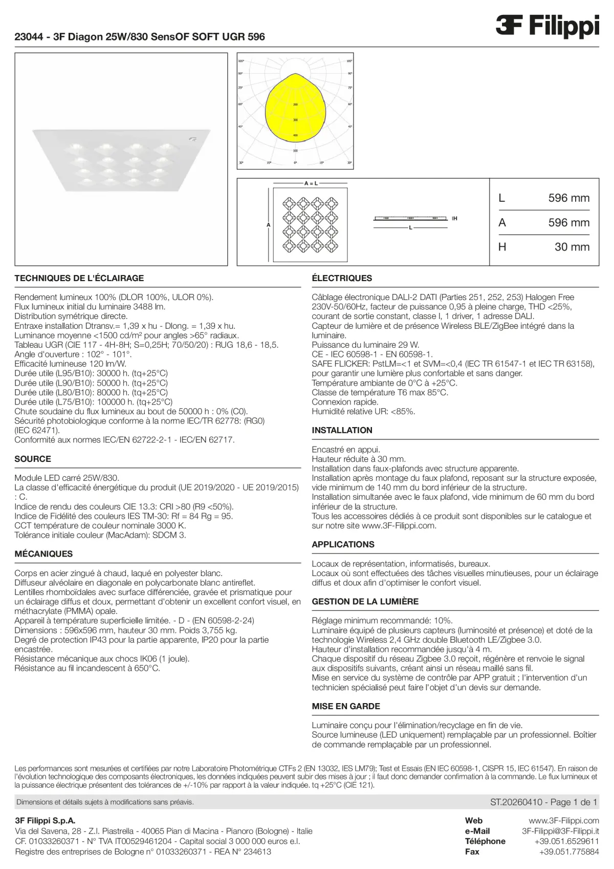 23044 - 3F Diagon 25W-830 SensOF SOFT UGR 596 - Datasheet - fr