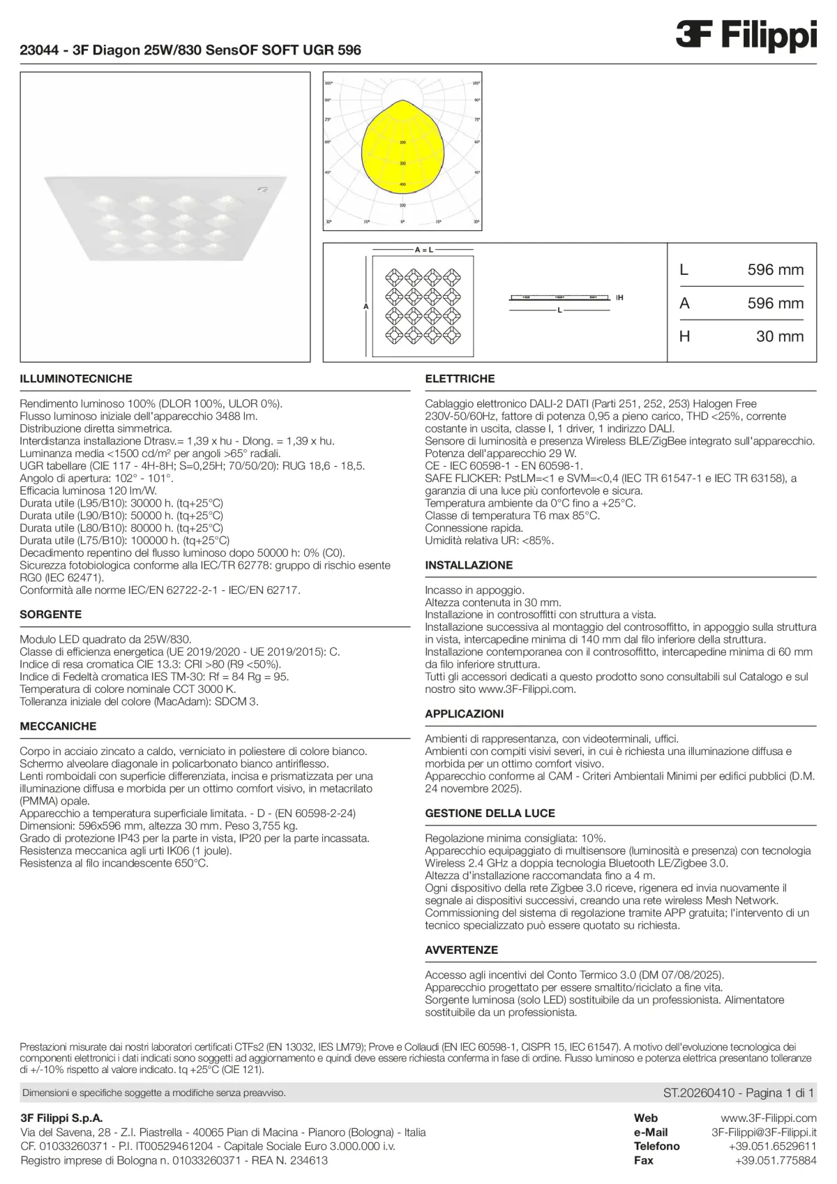 23044 - 3F Diagon 25W-830 SensOF SOFT UGR 596 - Datasheet - it