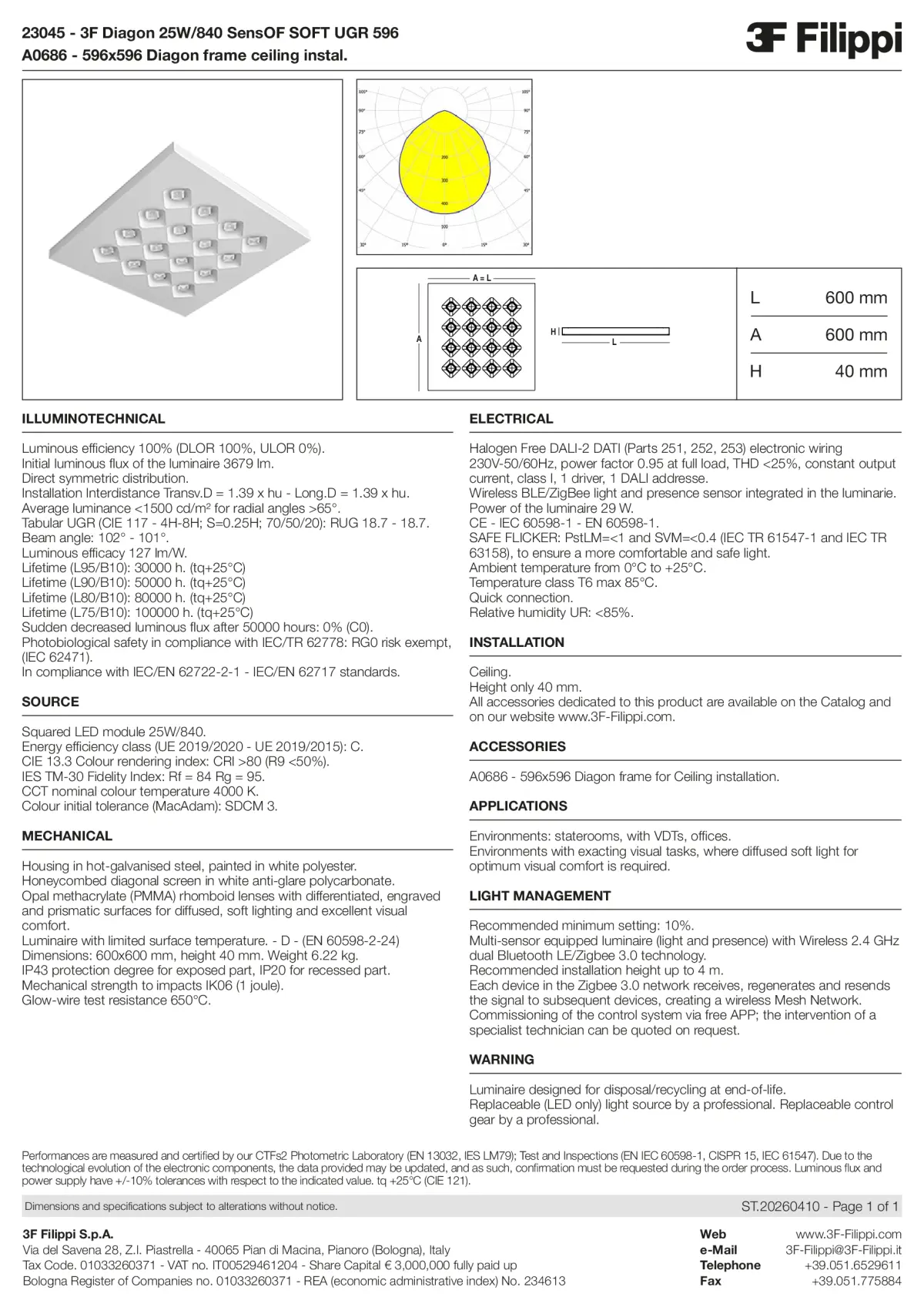 23045+A0686 - 3F Diagon 25W-840 SensOF SOFT UGR 596 + Corn.plaf. - Datasheet - en