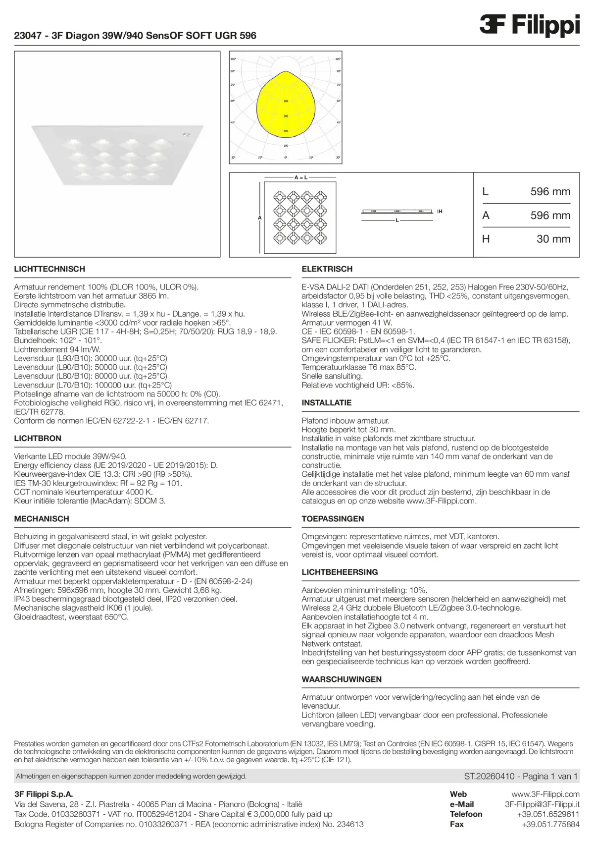 23047 - 3F Diagon 39W-940 SensOF SOFT UGR 596 - Datasheet - nl