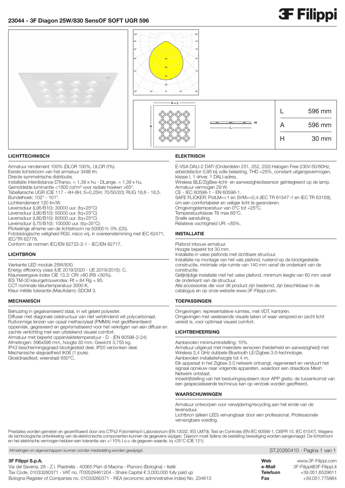 23044 - 3F Diagon 25W-830 SensOF SOFT UGR 596 - Datasheet - nl