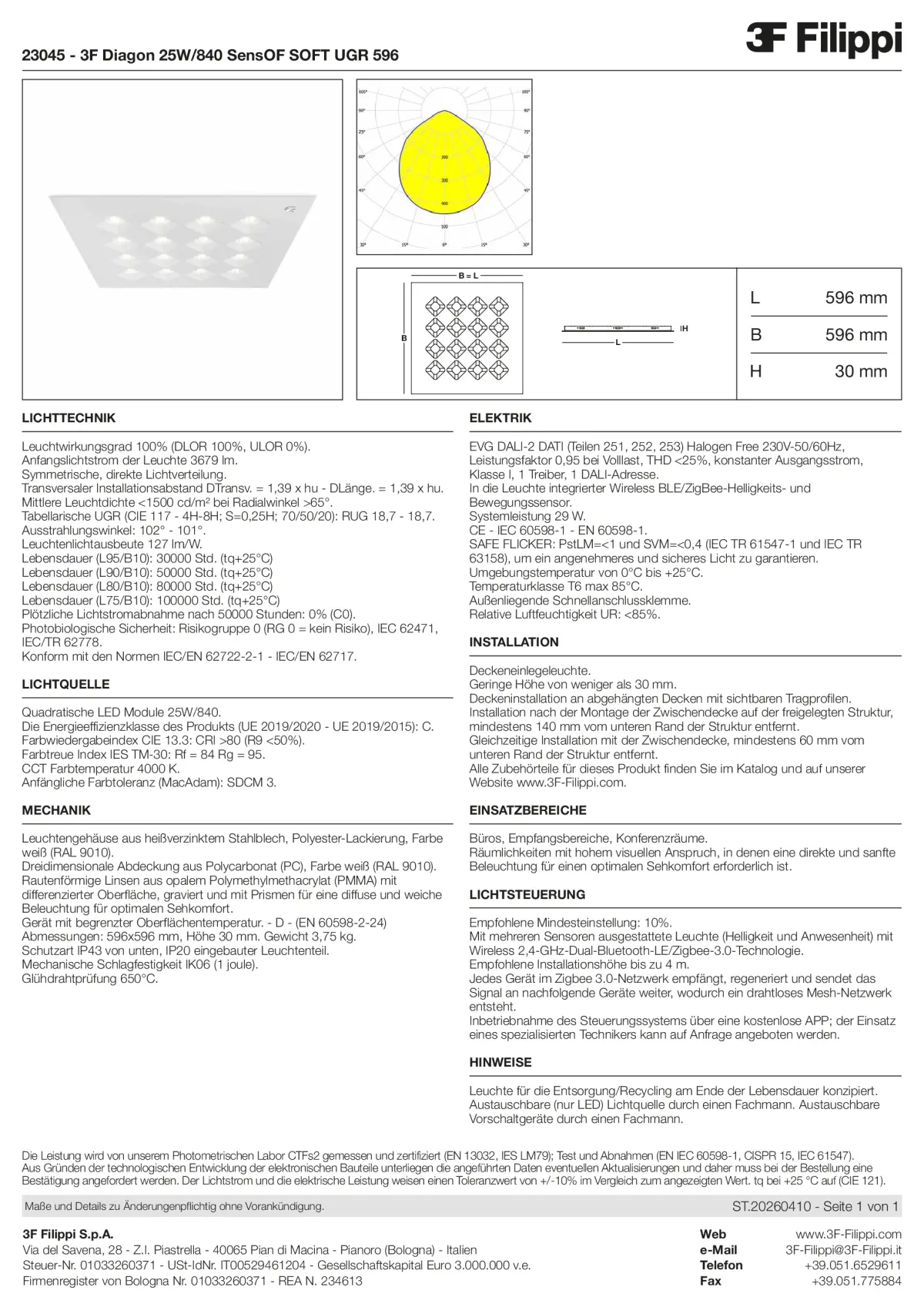 23045 - 3F Diagon 25W-840 SensOF SOFT UGR 596 - Datasheet - de