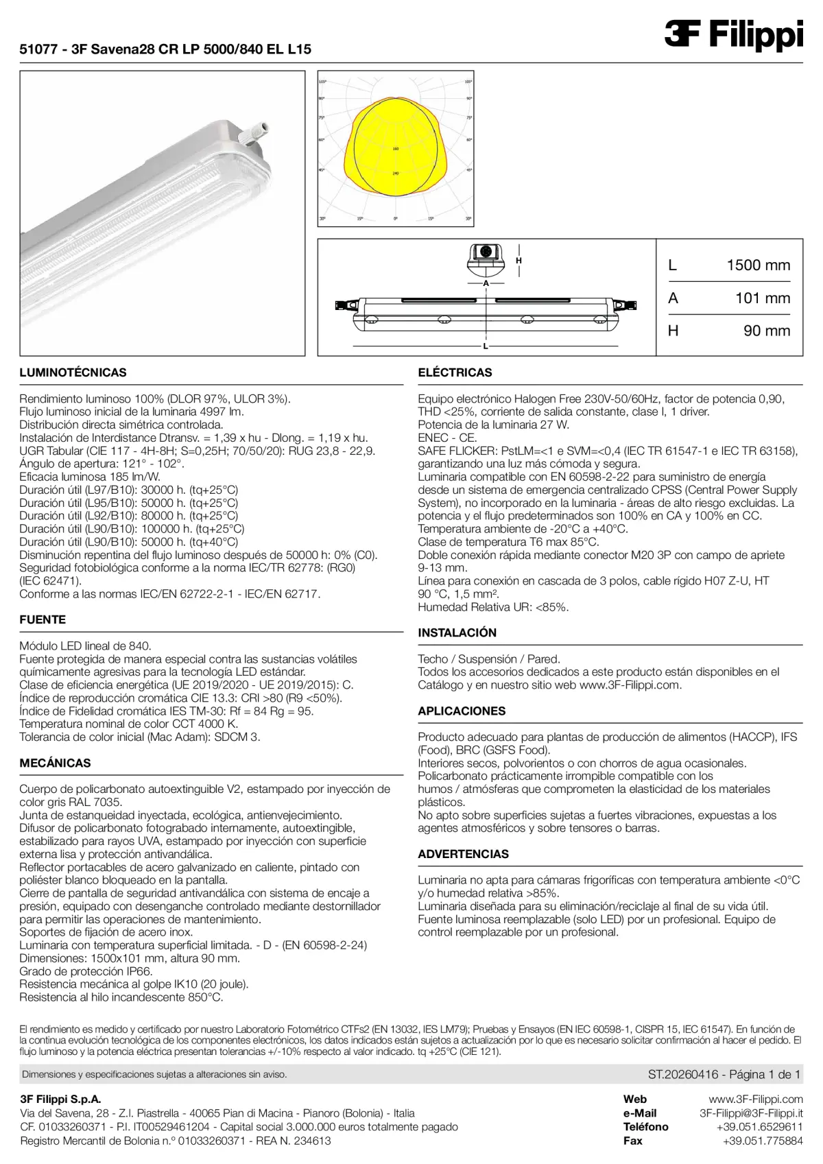 51077 - 3F Savena28 CR LP 5000-840 EL L15 - Datasheet - es