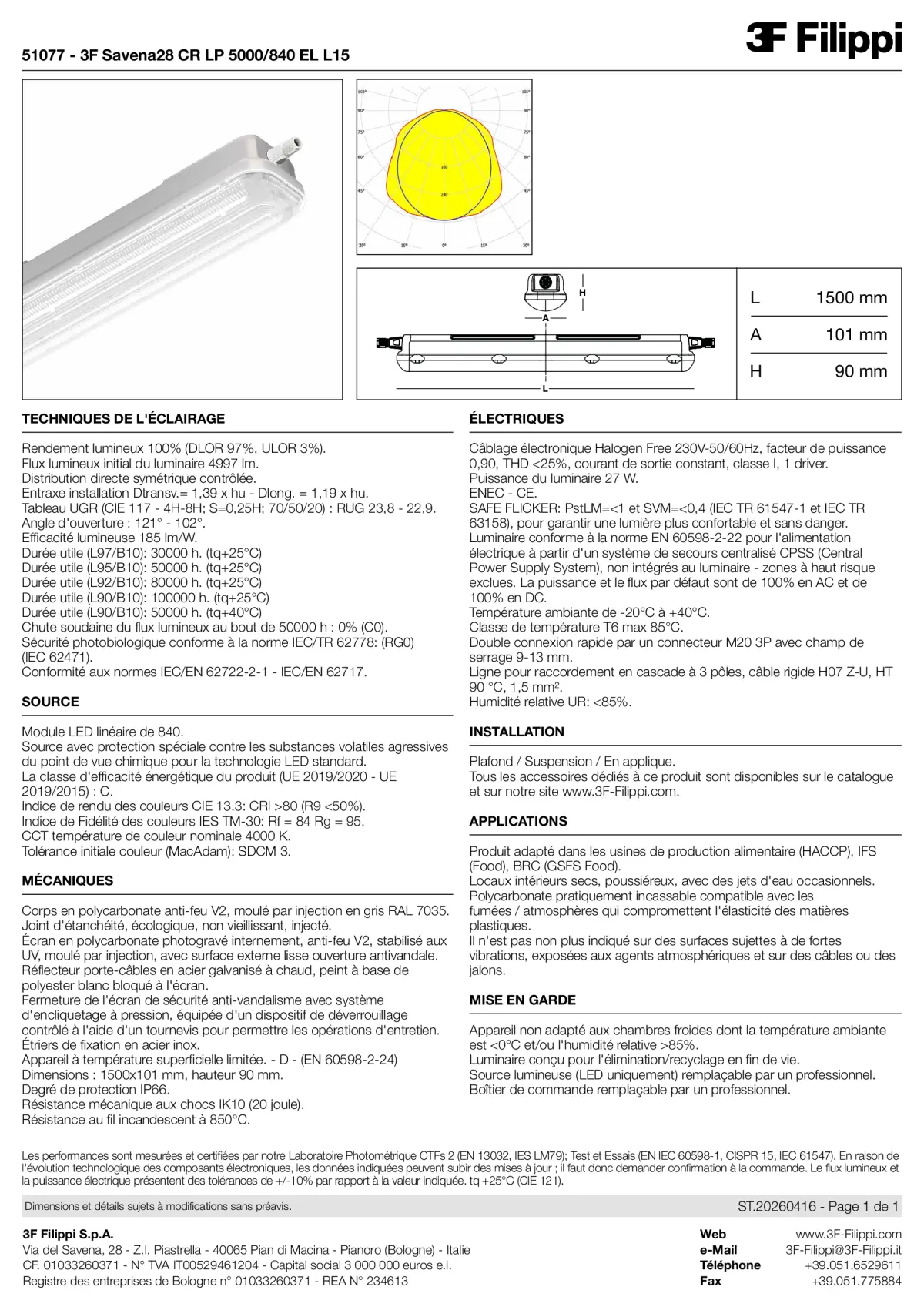 51077 - 3F Savena28 CR LP 5000-840 EL L15 - Datasheet - fr