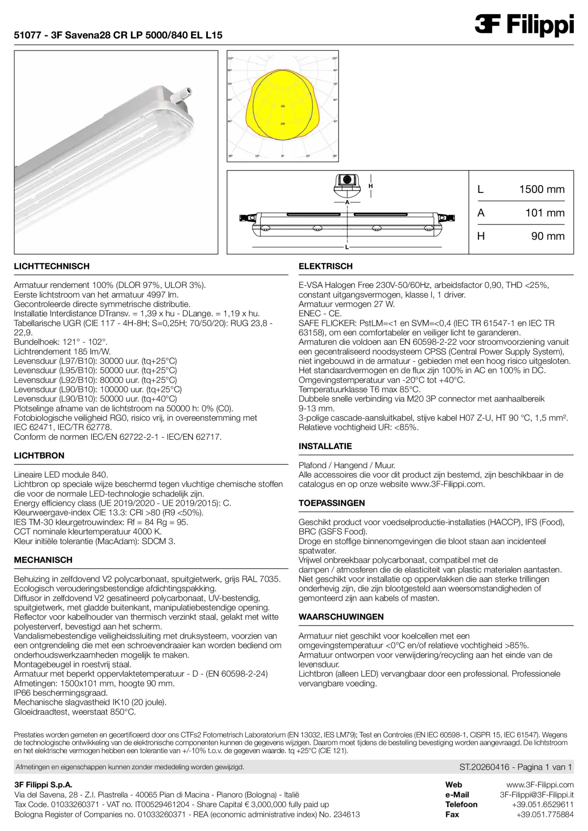 51077 - 3F Savena28 CR LP 5000-840 EL L15 - Datasheet - nl