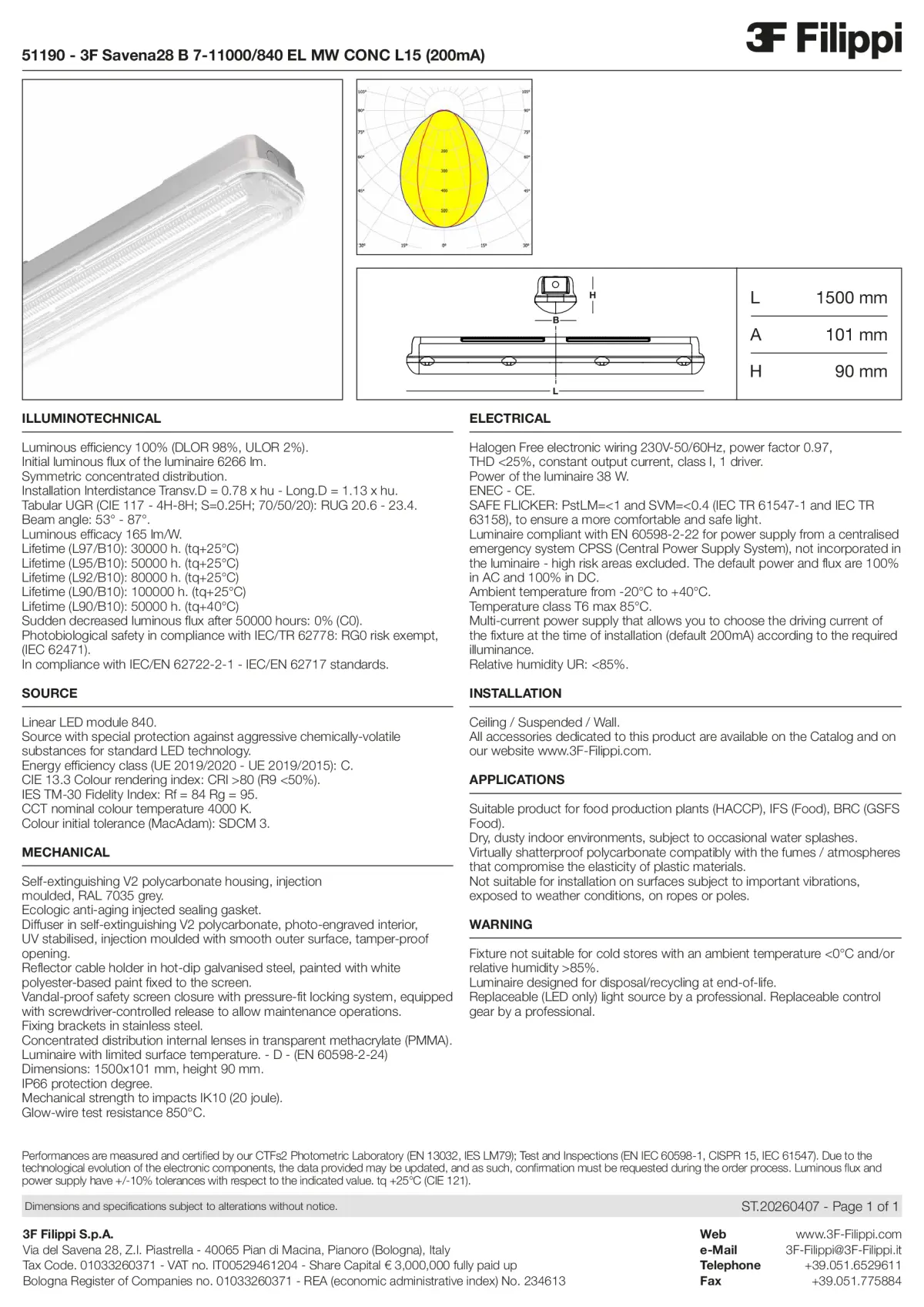 51190 - 3F Savena28 B 7-11000-840 EL MW CONC L15 (200mA) - Datasheet - en