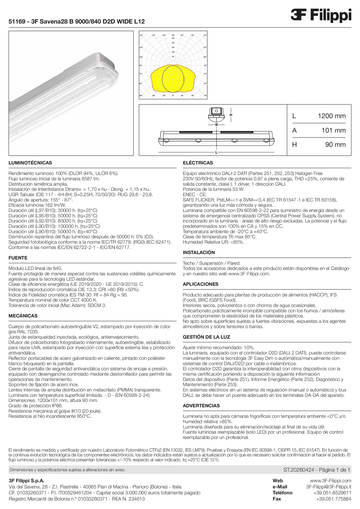 51169 - 3F Savena28 B 9000-840 D2D WIDE L12 - Datasheet - es