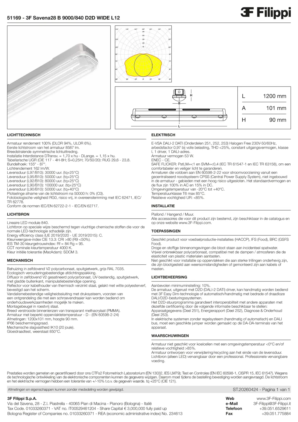 51169 - 3F Savena28 B 9000-840 D2D WIDE L12 - Datasheet - nl