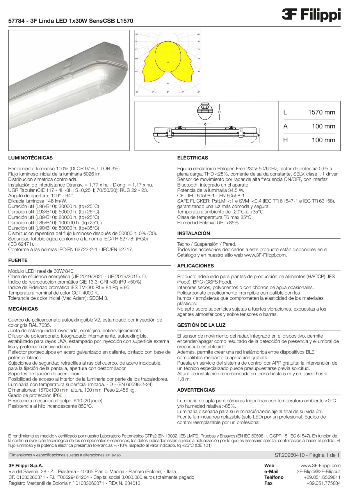 57784 - 3F Linda LED 1x30W SensCSB L1570 - Datasheet - es