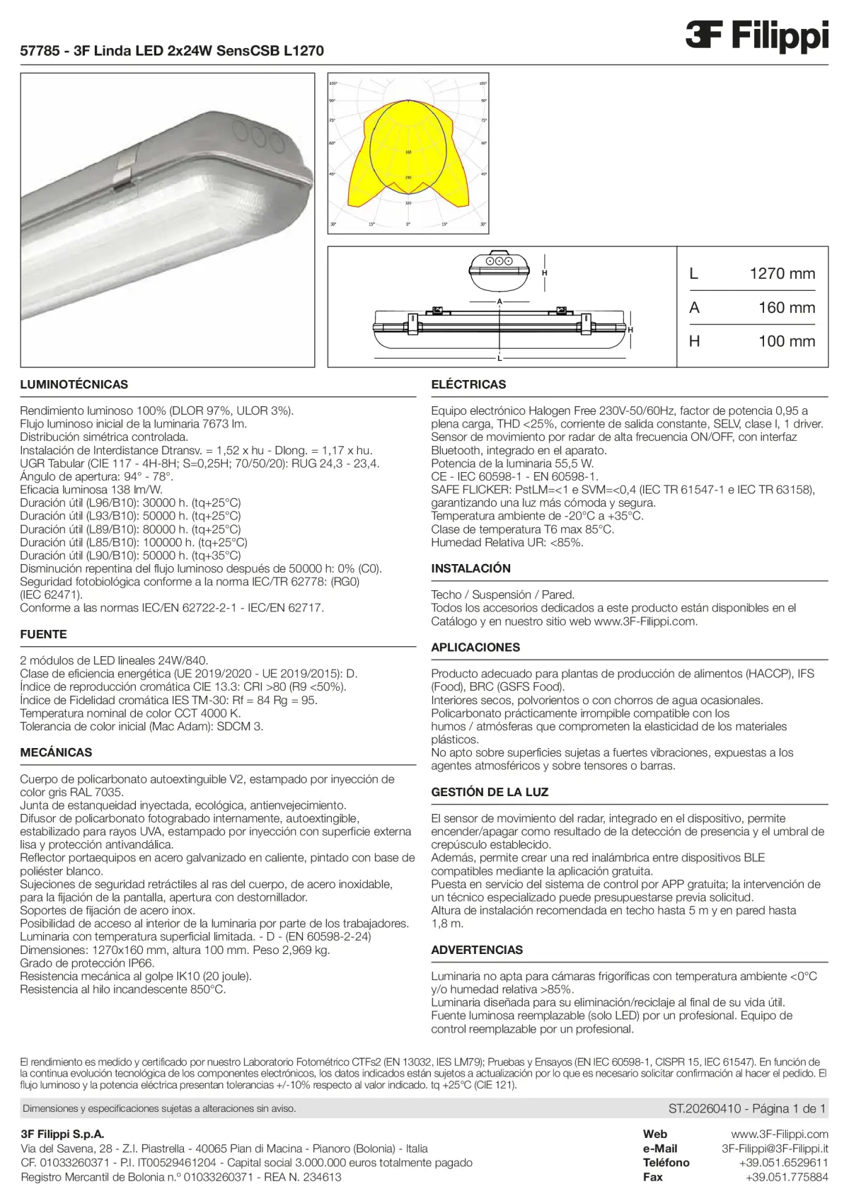 57785 - 3F Linda LED 2x24W SensCSB L1270 - Datasheet - es