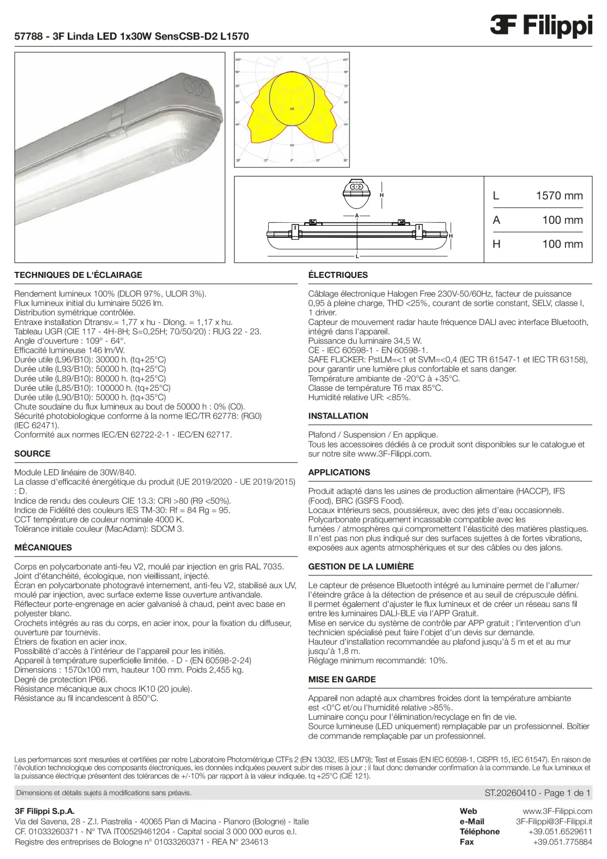 57788 - 3F Linda LED 1x30W SensCSB-D2 L1570 - Datasheet - fr