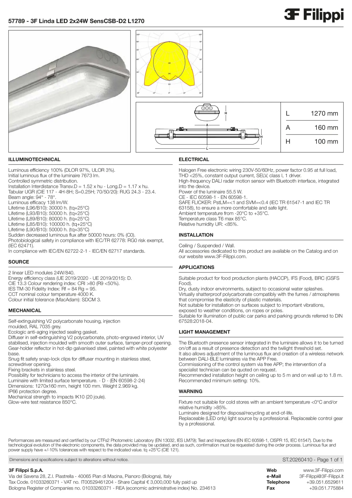 57789 - 3F Linda LED 2x24W SensCSB-D2 L1270 - Datasheet - en