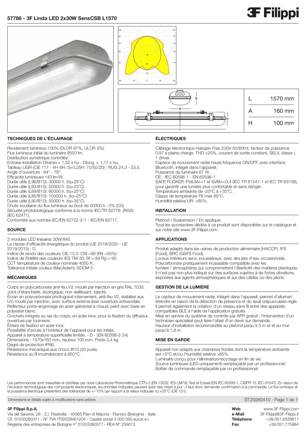 57786 - 3F Linda LED 2x30W SensCSB L1570 - Datasheet - fr