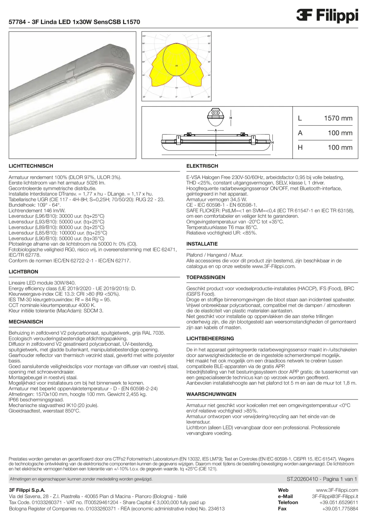 57784 - 3F Linda LED 1x30W SensCSB L1570 - Datasheet - nl
