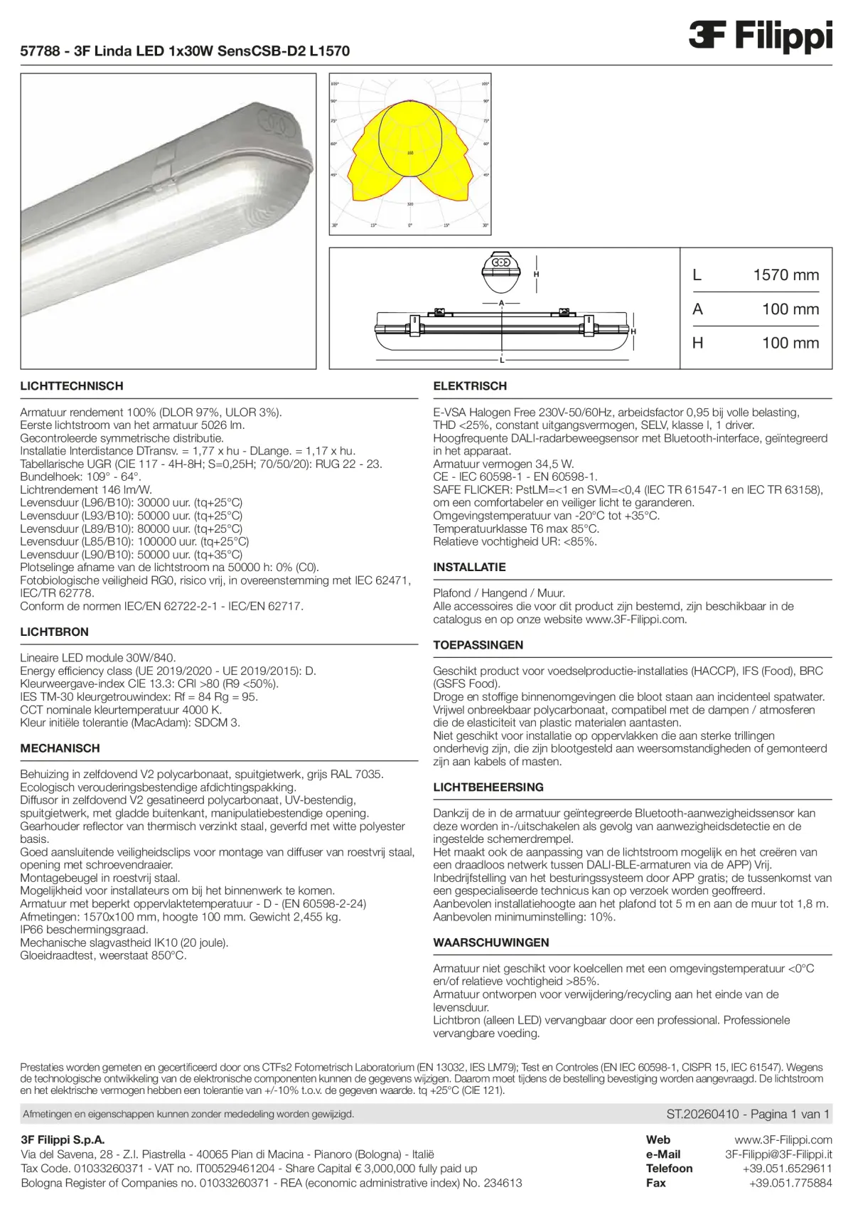 57788 - 3F Linda LED 1x30W SensCSB-D2 L1570 - Datasheet - nl