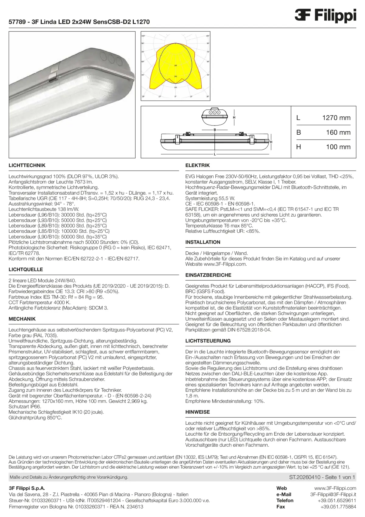 57789 - 3F Linda LED 2x24W SensCSB-D2 L1270 - Datasheet - de