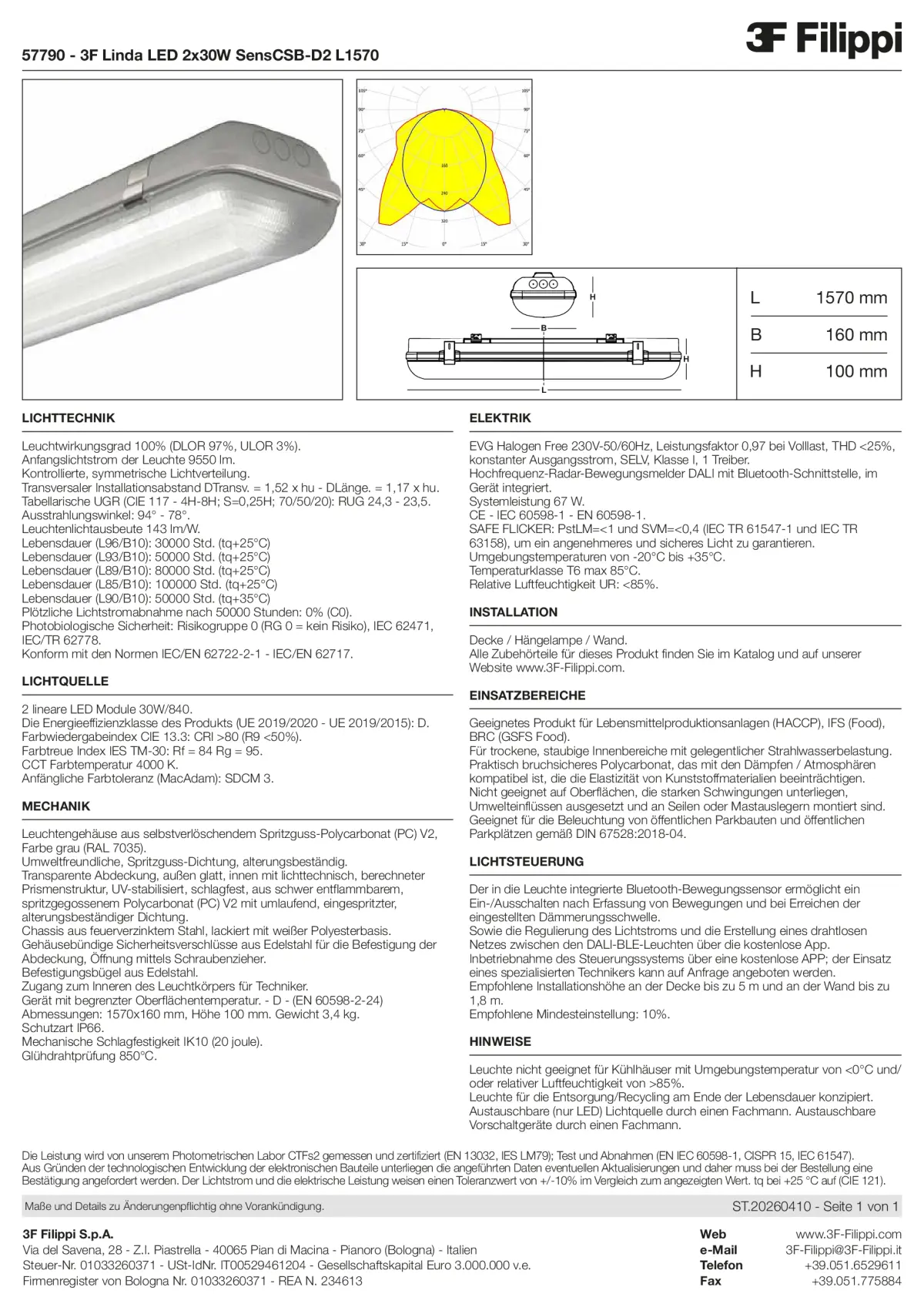 57790 - 3F Linda LED 2x30W SensCSB-D2 L1570 - Datasheet - de
