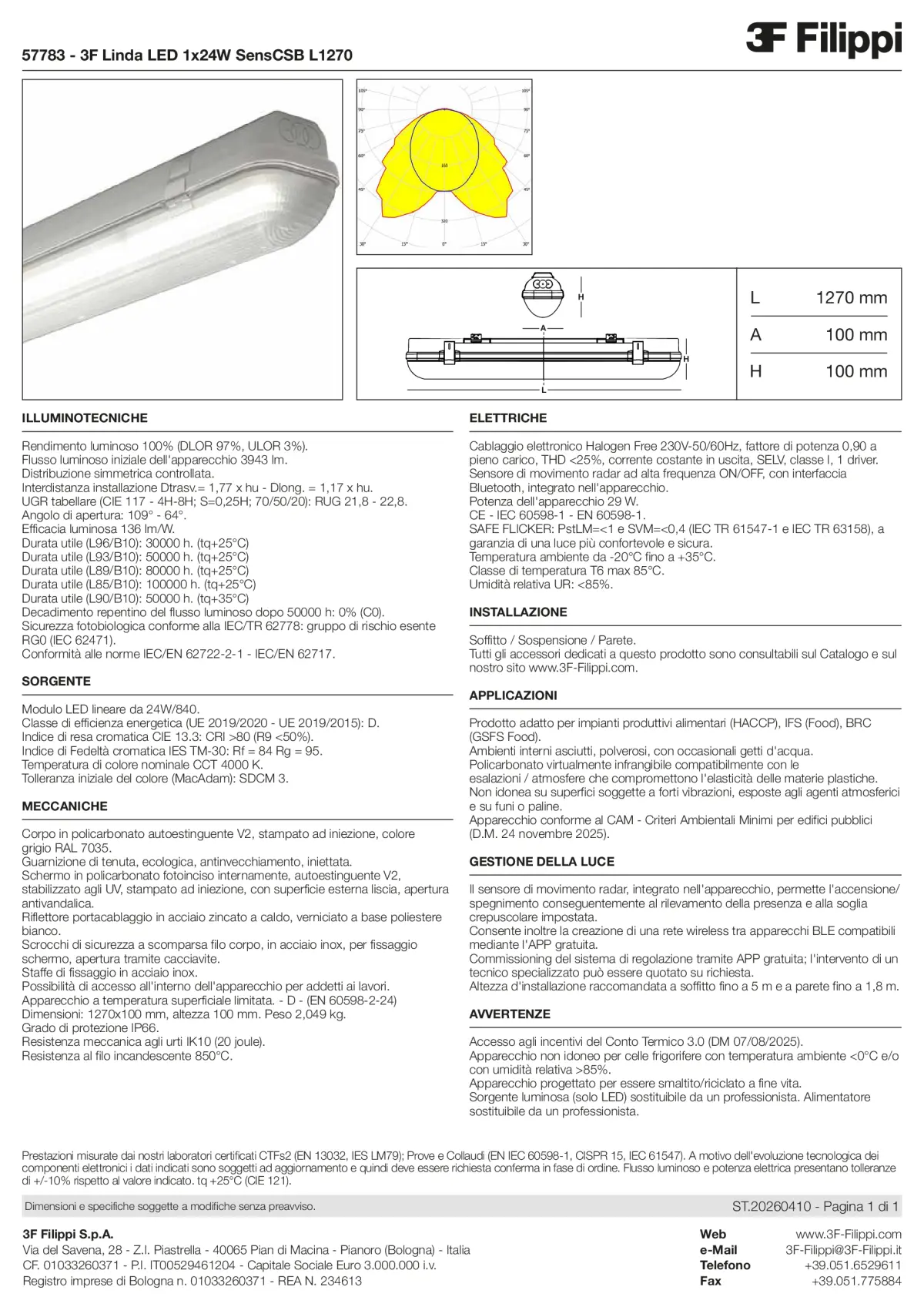 57783 - 3F Linda LED 1x24W SensCSB L1270 - Datasheet - it