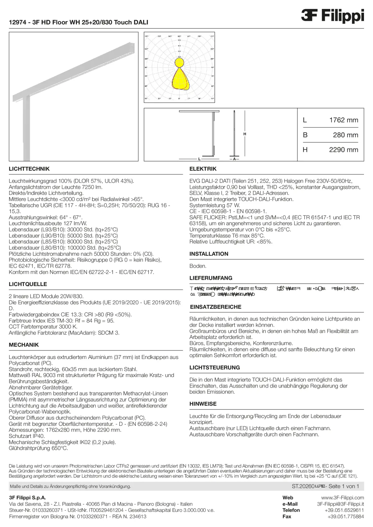 12974 - 3F HD Floor WH 25+20-830 Touch DALI - Datasheet - de
