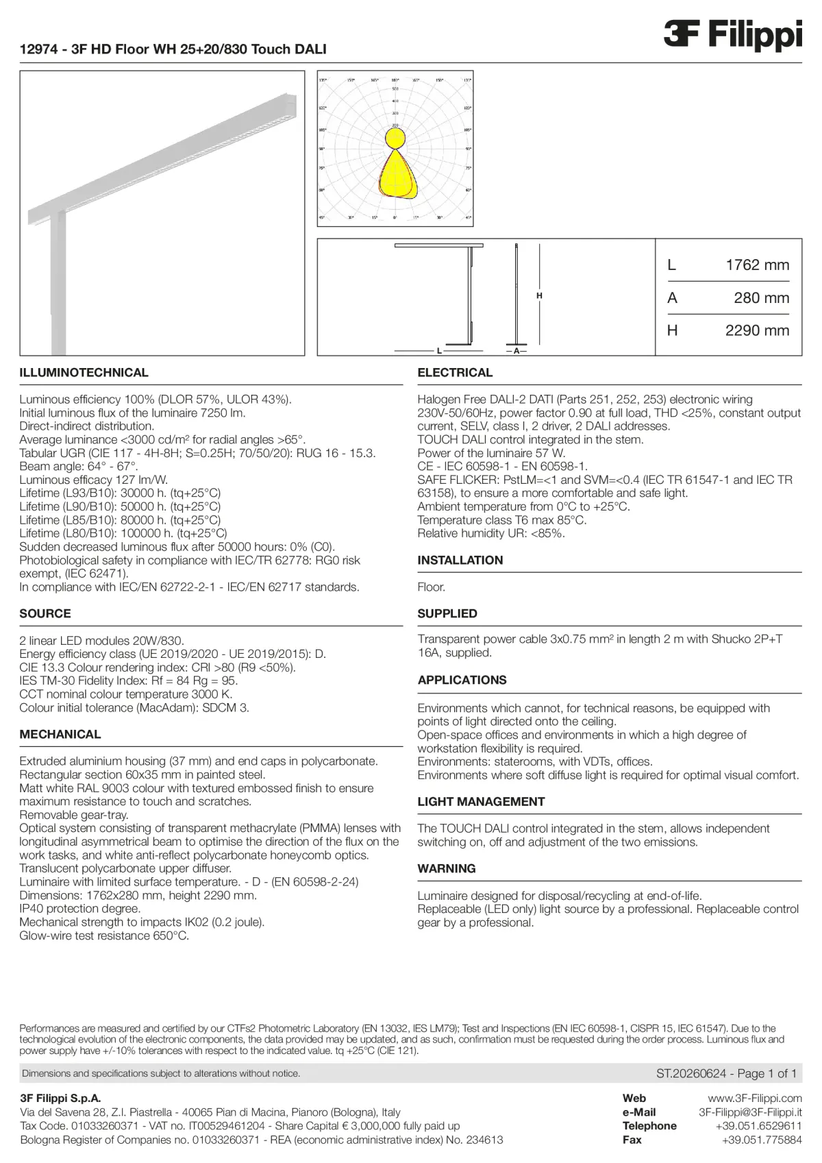 12974 - 3F HD Floor WH 25+20-830 Touch DALI - Datasheet - en