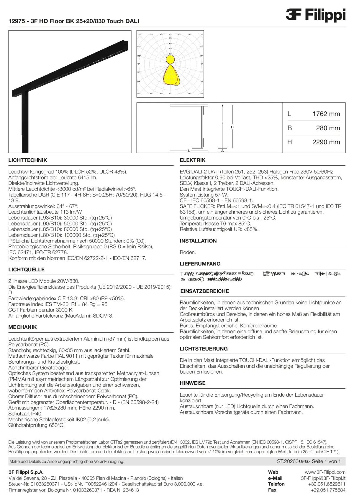 12975 - 3F HD Floor BK 25+20-830 Touch DALI - Datasheet - de