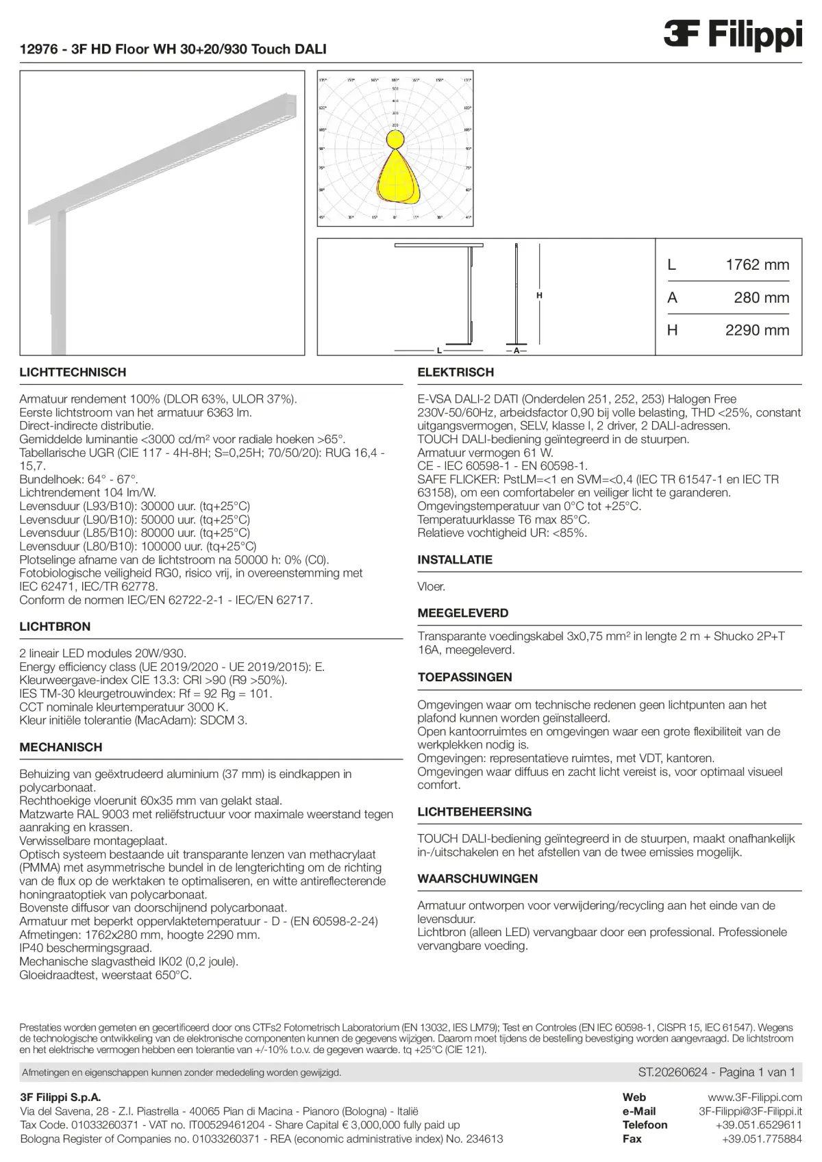 12976 - 3F HD Floor WH 30+20-930 Touch DALI - Datasheet - nl